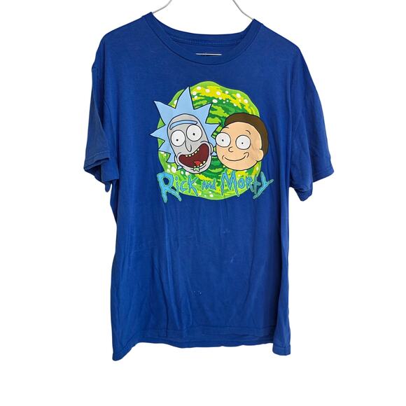 Rick and Morty Blue Front Logo T-shirt Men's Large - Picture 1 of 9